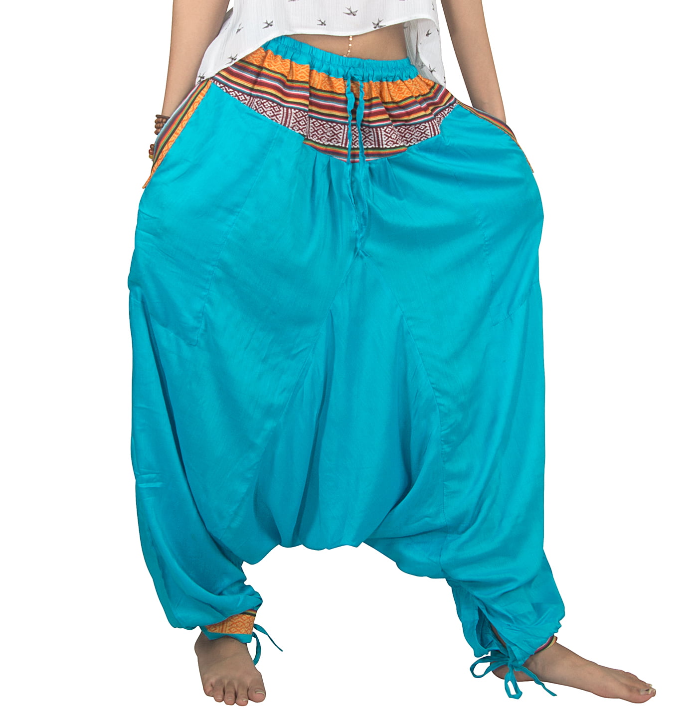 Mens Blue Bohemian Pants Cotton Hippie Boho Yoga Comfy Summer Hippy Sustainable