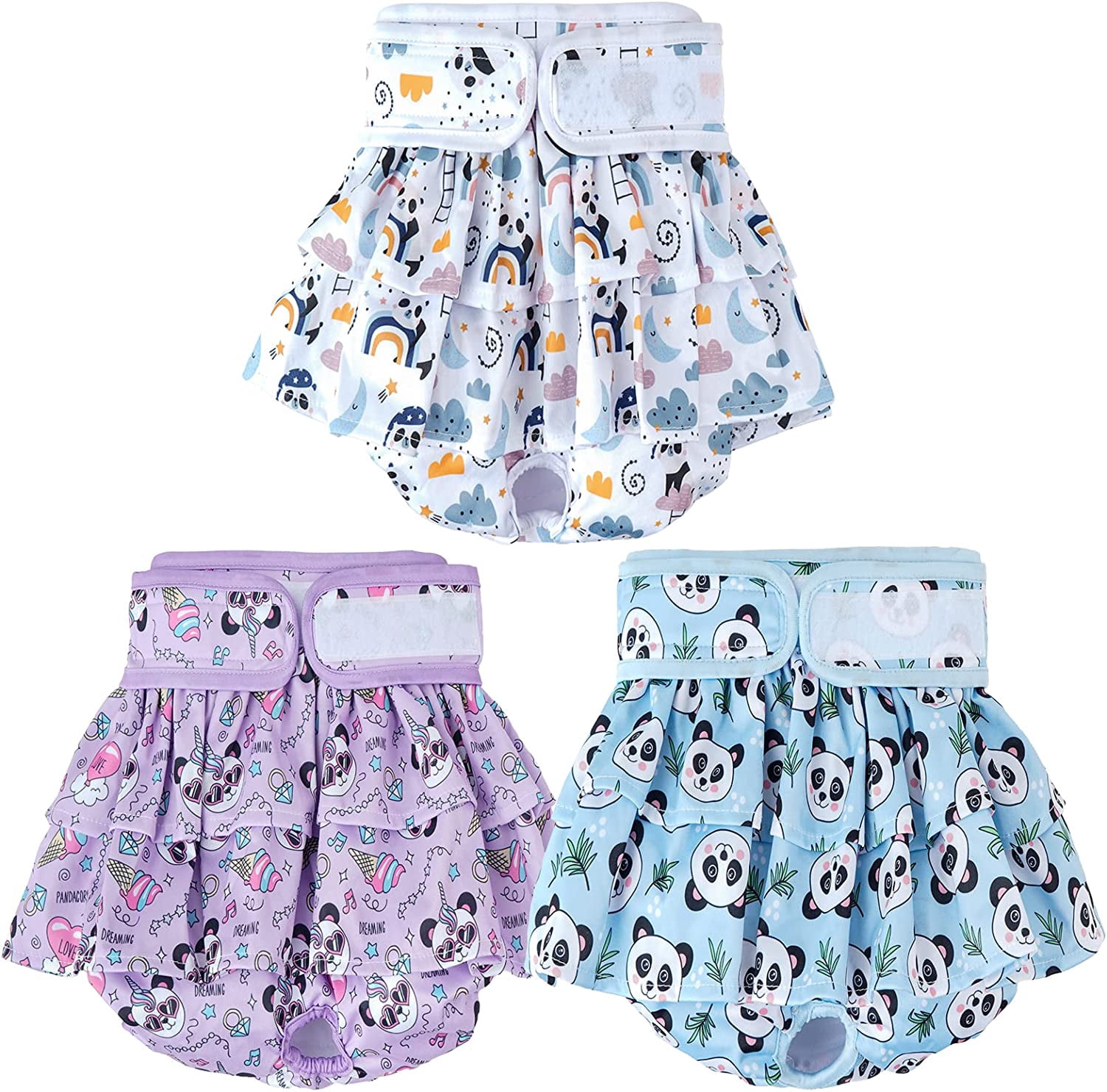 3 Pack Premium Reusable Doggie Diapers，High Absorbency Leak-Proof Puppy Diapers for Female Dog in Heat, Period, Incontinence, Excitable Urination Girl Dog Diapers Dress