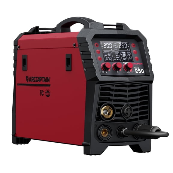 ARCCAPTAIN MIG250AC Multi-Process Welder, MIG, TIG, FLUX, MMA, SPOT, Aluminum, Smart SYN Technology, LED Display, 2T/4T Modes