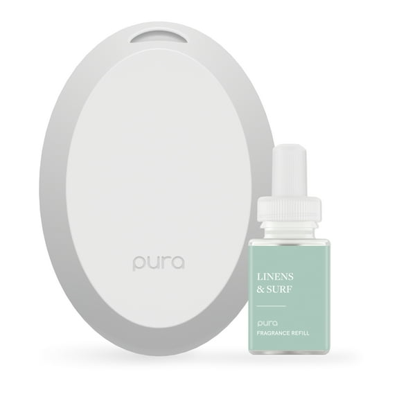 Pura Mini Fragrance Diffuser Adjustable Smart Home Diffuser with Linens & Surf Refill
