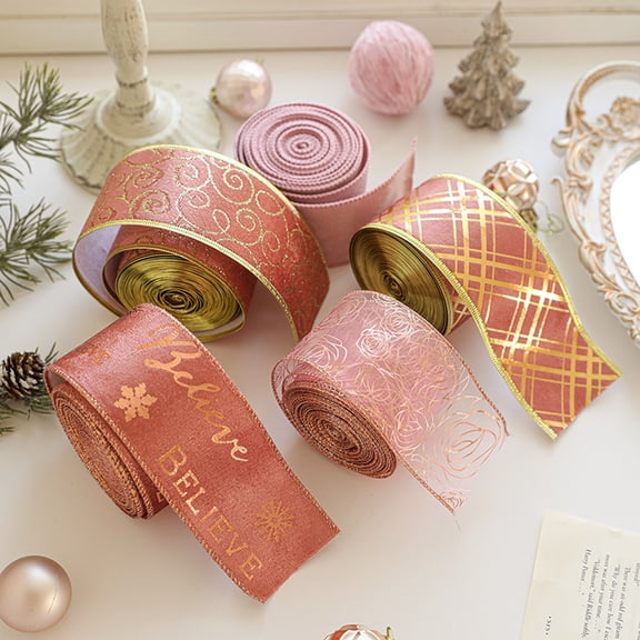 Christmas Ribbon Wired 1.9 in x 6.6 ft,Christmas Ribbon for Gift Wrapping Wedding Party Xmas tree Decoration