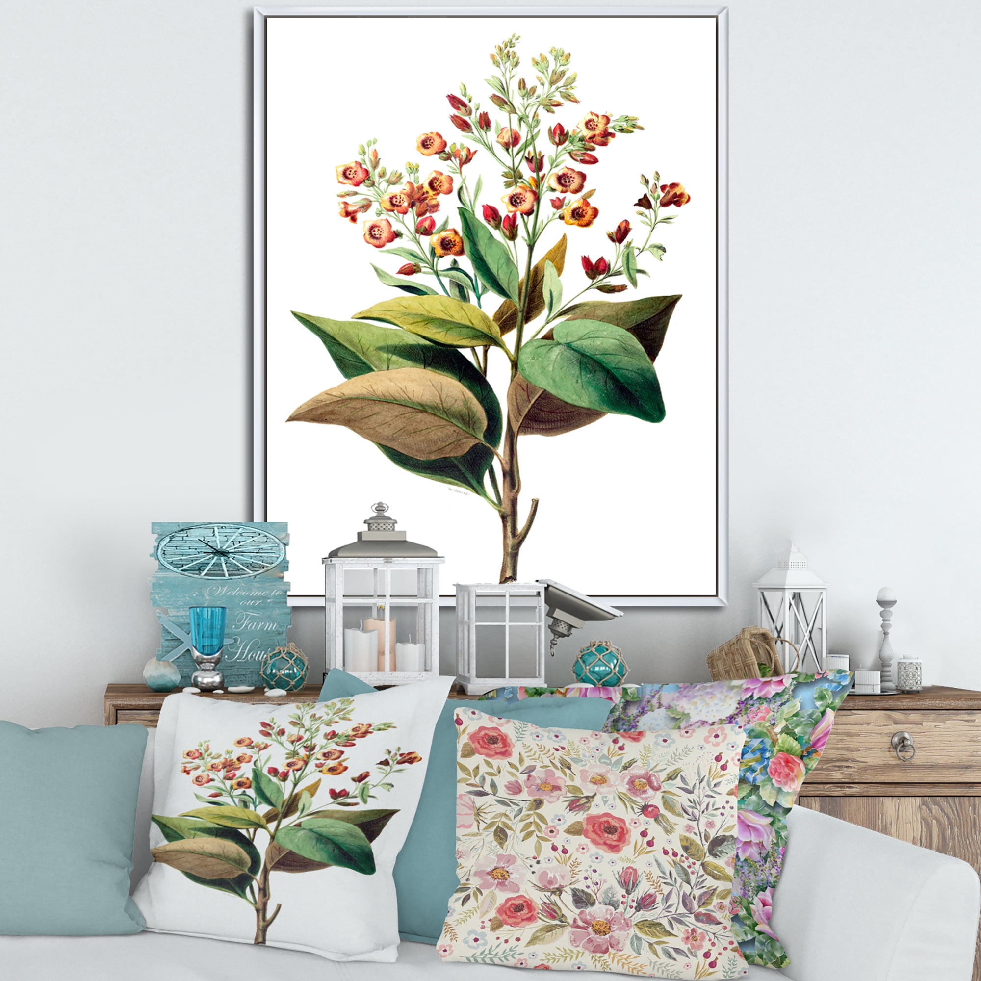 Designart 'American Vintage Flowers II' Traditional Framed Canvas Wall Art Print