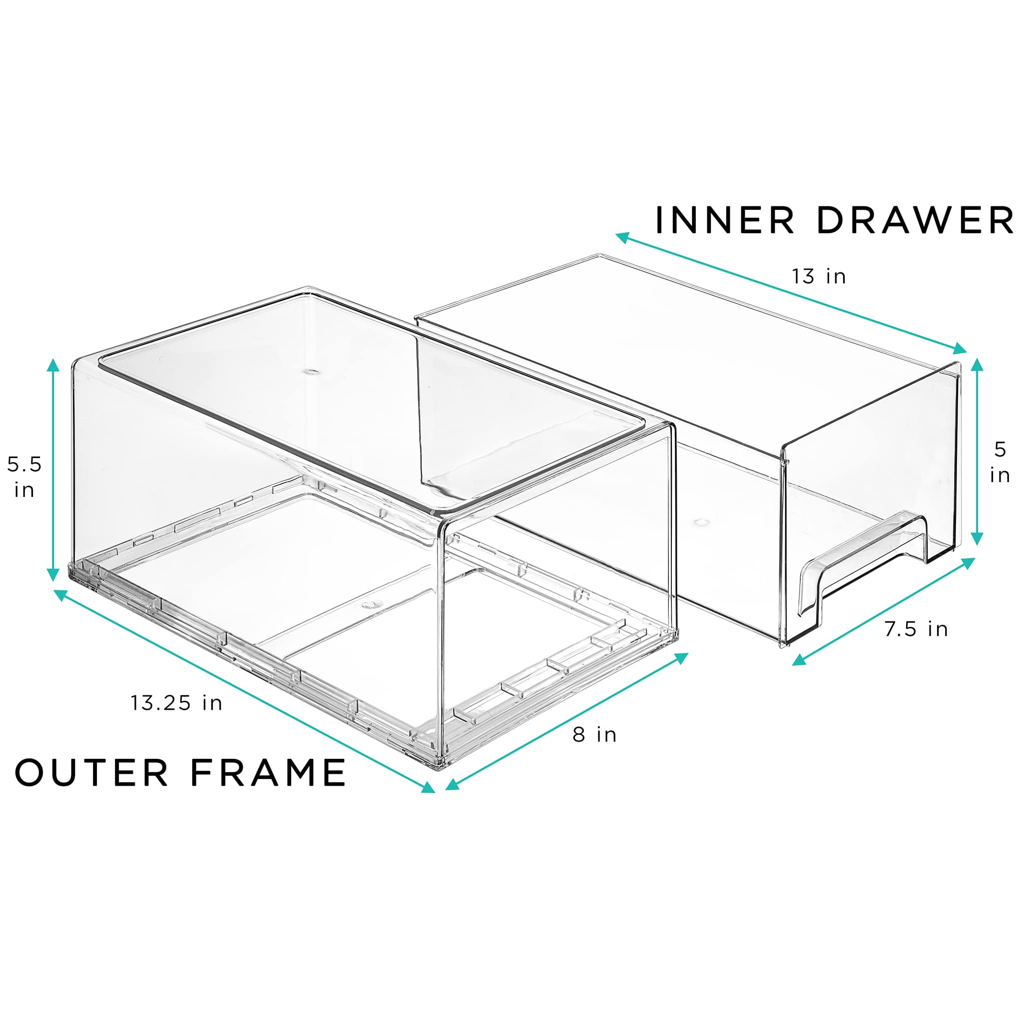 Sorbus 6-Pack Clear Stackable Storage Drawers with Handles – Plastic Organizer Bins