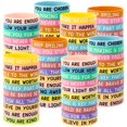 thumbnail image 1 of Pulseras de silicona motivadoras JUNEBRUSHS 120 piezas para niños, 1 of 7