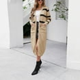 thumbnail image 4 of IROINNID Women's Long Cardigan Coat V-Neck Print Long Sleeve Casual Long Cardigan Coat Sweater Outerwear, Khaki, 4 of 6