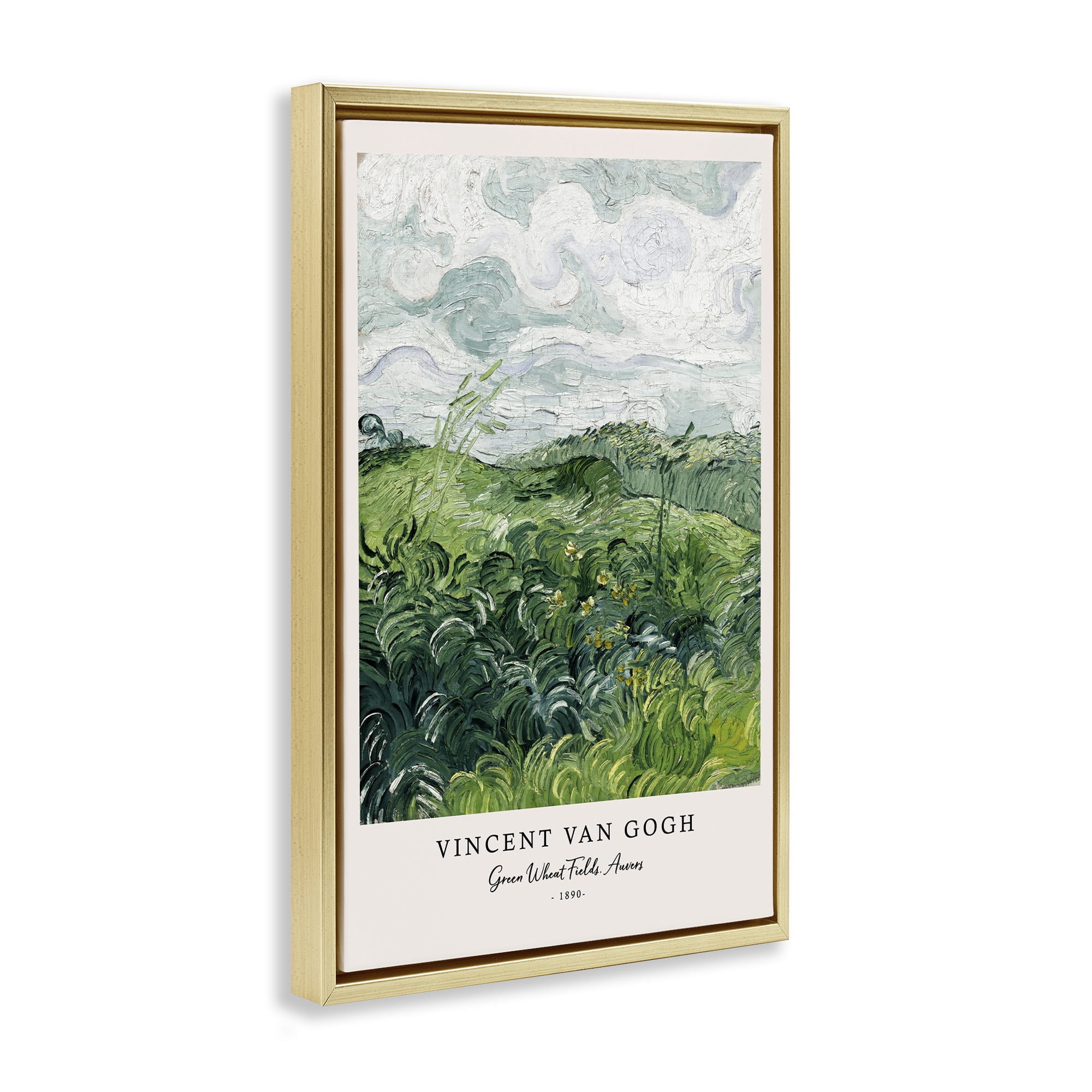 Stupell Industries Classic Green Wheat Fields Gold Framed Floater Canvas Wall Art, design by Vintage Hustle