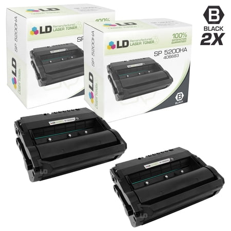 LD Remanufactured Replacement for Ricoh 406683 / SP 5200HA Black Toner Cartridge 2-Pack for 5210DN  SP5200DN  SP5200S  SP5210DN  SP5210SF  SP5210SR
