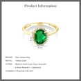 thumbnail image 6 of Gem Stone King 10K Yellow Gold Green Simulated Emerald and Diamond Engagement Ring for Women (1.00 Cttw, Oval 8X6MM), 6 of 6