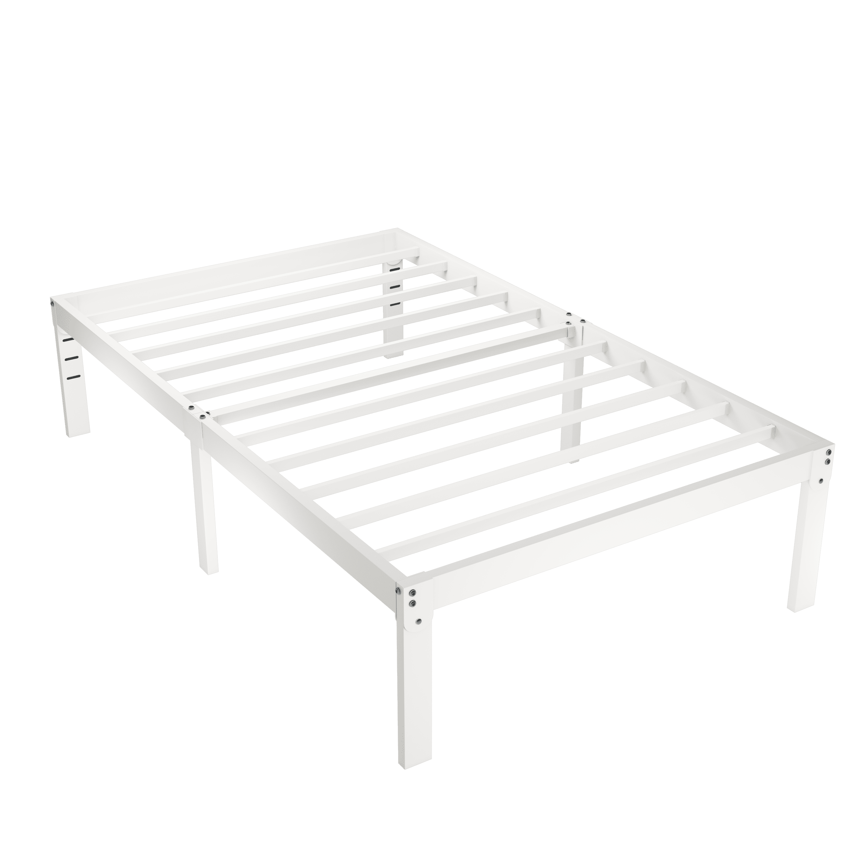 Merrland 14 Inch Twin Size Bed Frame, Heavy Duty Metal Platform with Storage, Steel Slat Support, Easy Assembly, White