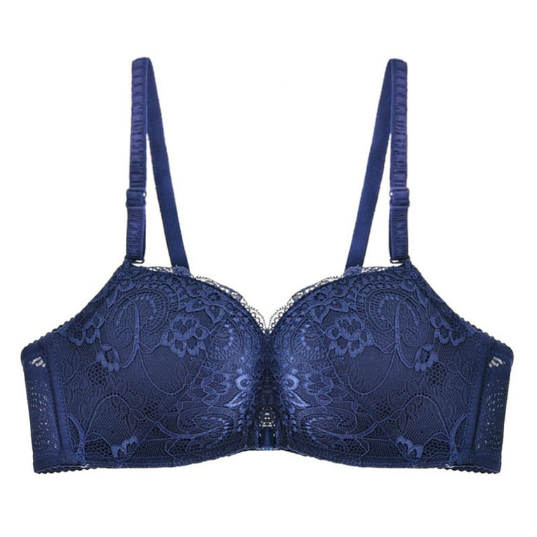 HRSR Front Closure Bras Lace Underwear Bralette Breathable Push Up  Brassiere Without Underwire(Blue,40a) 