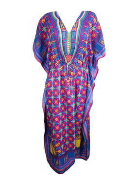 Mogul Caftan Dashiki Dress African Printed Bat Sleeve Maxi Dresses One Size
