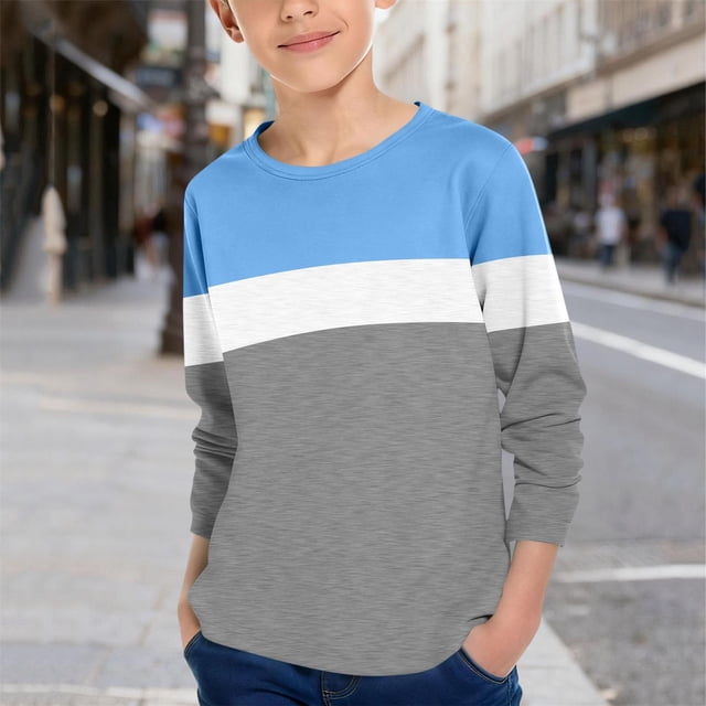 Cowsor Boys Girls T Shirts Casual Raglan Long Sleeve Tee Crewneck Color Block Cute Blouses Tops