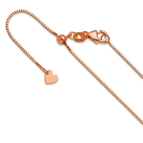 14k Rose Gold Adjustable .8mm Box Chain Necklace 30 Inch Chain Necklace for Women and Men