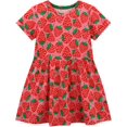 thumbnail image 3 of Likthione Vestido de manga corta para niñas y niños pequeños, vestido patinador acampanado con estampado de apliques de dibujos animados, vestido de algodón, 3 of 5