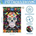 thumbnail image 4 of Day of the Dead Garden Flag Skull Welcome Floral House Banner Mexican Gothic Skeleton Flowers Birds Double-Sided Garden Flags Fiesta Dia DE Los Muertos Burlap Yard Flag 28x40 Inch, 4 of 7