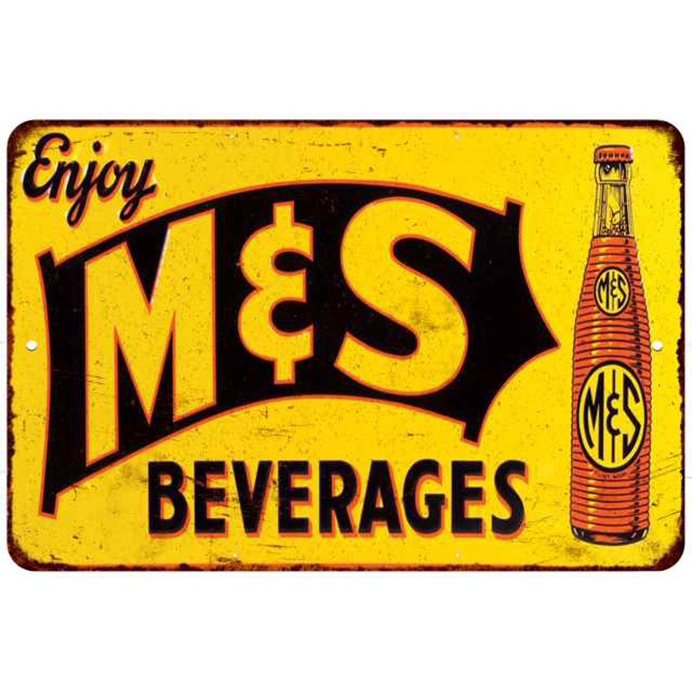 M&S Beverages Vintage Look Chic 8x12 Metal Sign 208120020002