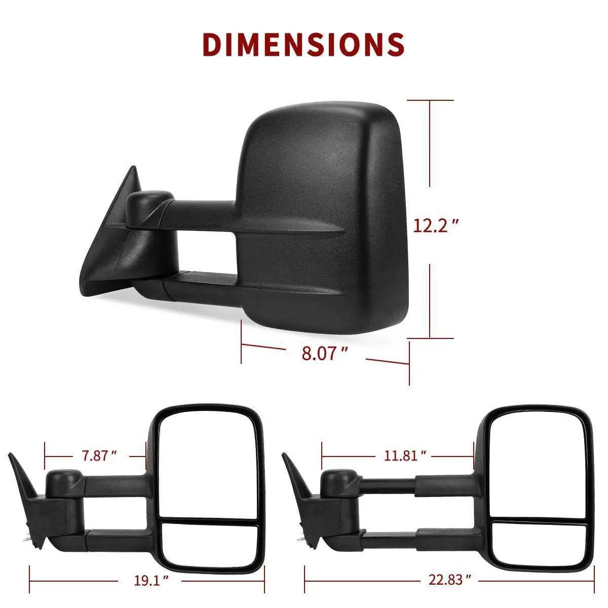 Ledkingdomus Power Side Towing Mirrors For 1988-1998 Chevy GMC C/K 1500 2500 3500 Truck Pair