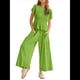 thumbnail image 1 of Conjunto de Dos Piezas para Mujer: Top Fruncido y Pantalón Conjunto Informal Bohemio de Cintura Alta con Bolsillos Verde M, 1 of 7