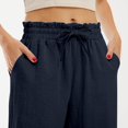 thumbnail image 5 of Delayuji Womens Linen Pant Loose Stretch Pleated High Waisted Straight Leg Pants Relaxed Fit Casual Pant Daily Wear, 5 of 6