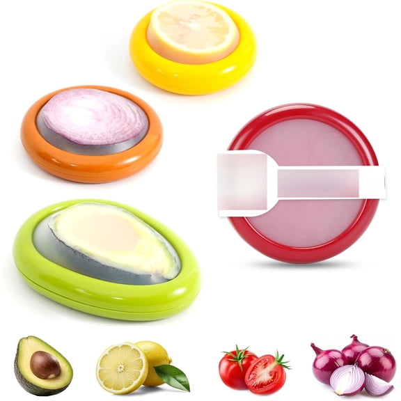 CZQ Set of 4 Reusable Fruit and Veggie Savers - Ideal for Avocados, Tomatoes, Apples, Garlic, Onions and More