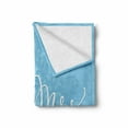 thumbnail image 2 of Mr Mrs Soft Flannel Fleece Throw Blanket, Romantic Wedding Themed Foliage Leaves Words on Pastel Backdrop, Cozy Plush for Indoor and Outdoor Use, 50" x 70", Pale Blue White, by Ambesonne, 2 of 6