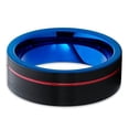 thumbnail image 2 of Silly Kings 8mm Black Tungsten Ring - Blue Tungsten - Red Tungsten Ring - Brush (9.5), 2 of 3