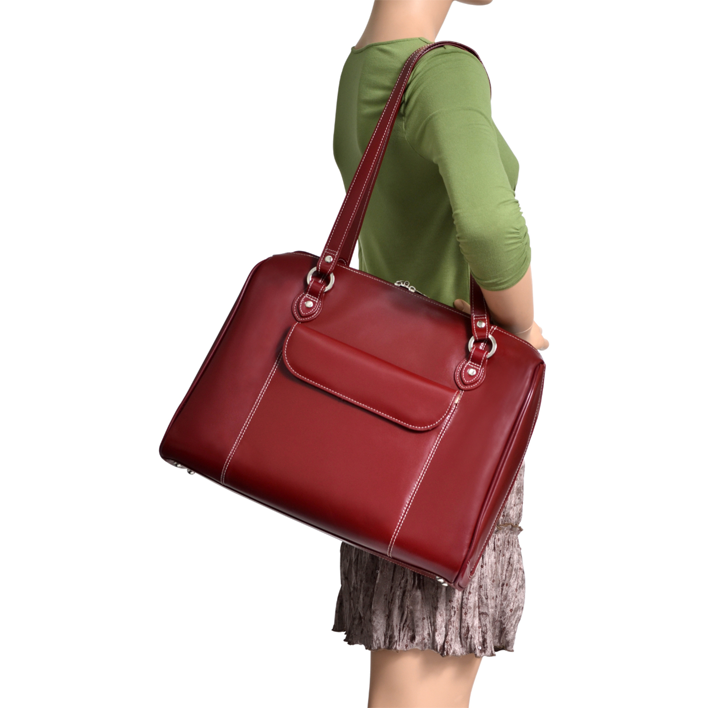 McKlein GLENVIEW, Ladies' Laptop Briefcase, Top Grain Cowhide Leather, Red (94746) - image 5 of 5