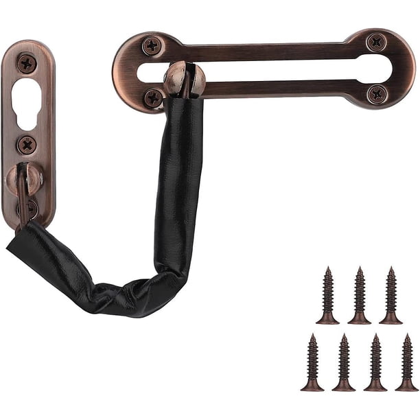 Cadena de seguridad para puerta, cadena antirrobo de acero inoxidable con cadena de cuero sintético, cerradura de seguridad con cadena deslizante para puerta, interior de hotel familiar - cobre