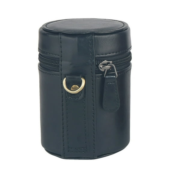 Premium Leather Lens Case with Secure Zipper Closure, Portable Protective Pouch for Camera Lenses, Compact Travel Storage Bag for DSLR and Mirrorless Accessories