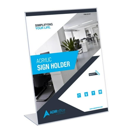 AdirOffice 8.5 x 11 Slant Back Acrylic Sign Holder (6-Pack)
