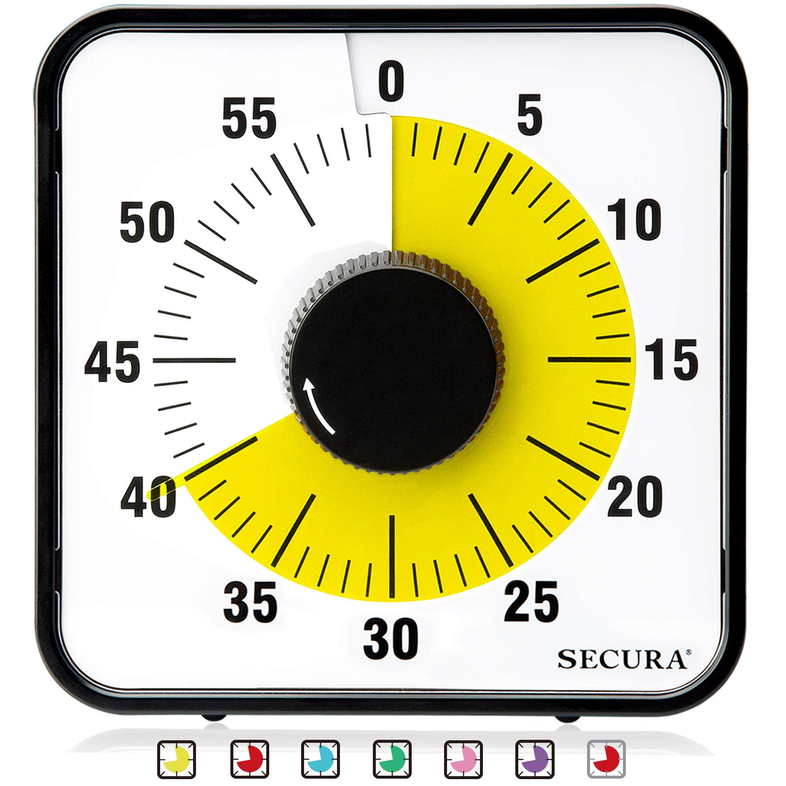 Secura 60-Minute Visual Countdown Timer, 7.5-Inch Oversize Classroom Visual  Timer for Kids and Adults, Durable Mechanical Kitchen Timer Clock with  Magnetic Backing (Purple) - The Secura