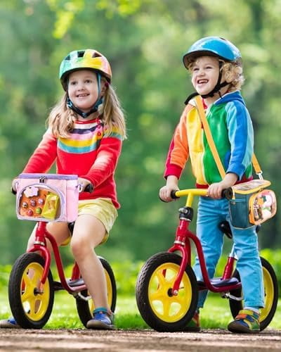 Kids Bike Basket, Front Handlebar Bag for Kids Girls Bikes, Waterproof Small Bike Basket with Zipper for Toddler Scooter Tricycle Bicycle