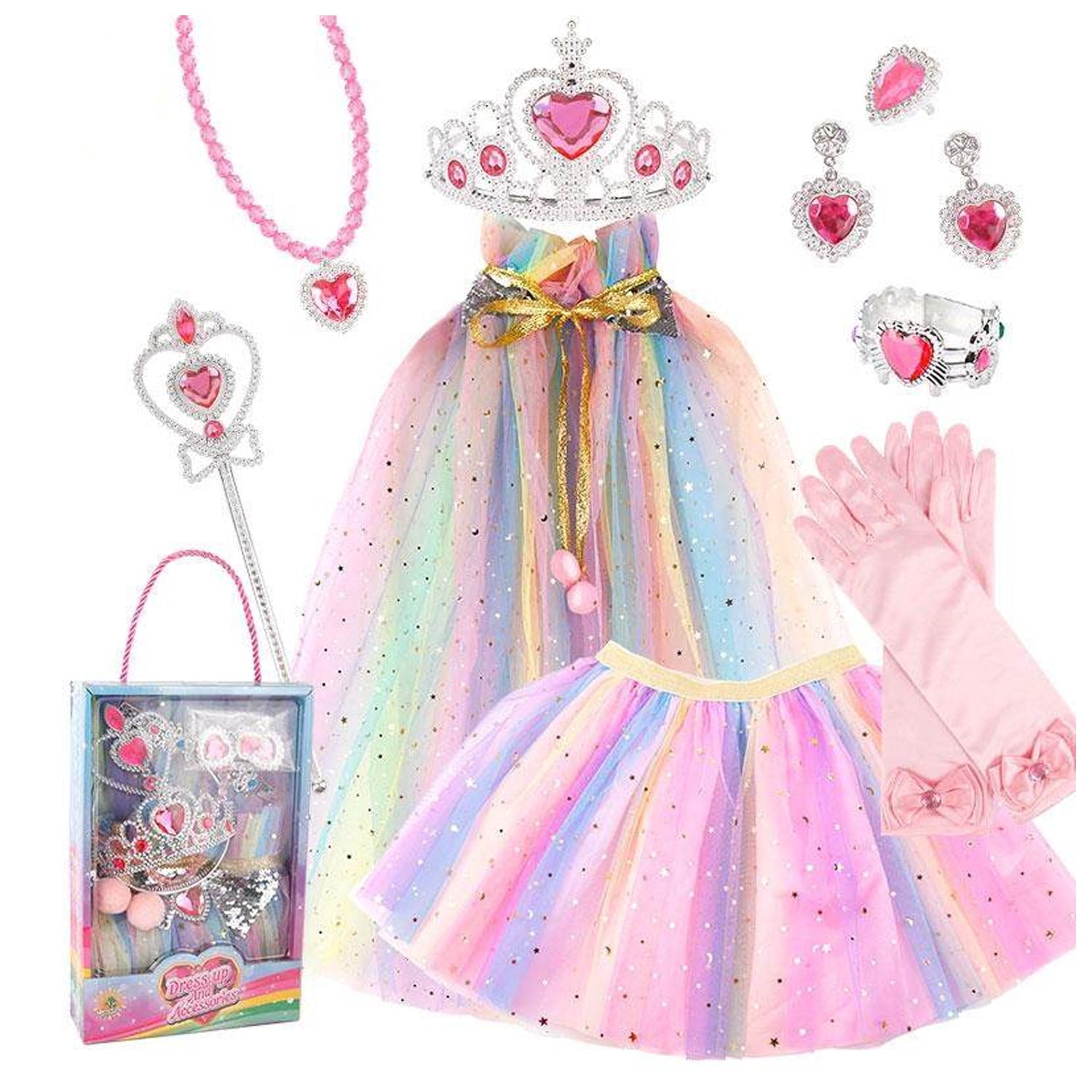 JoyStone 11 Pieces Princess Dress Up Toys for Toddler Girls 3-6 Years, Pink