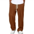thumbnail image 2 of Mens Corduroy Pants Lightweight Elastic Casual Waist Drawstring Pants Straight Baggy Pants with Pockets Brown XL, 2 of 6
