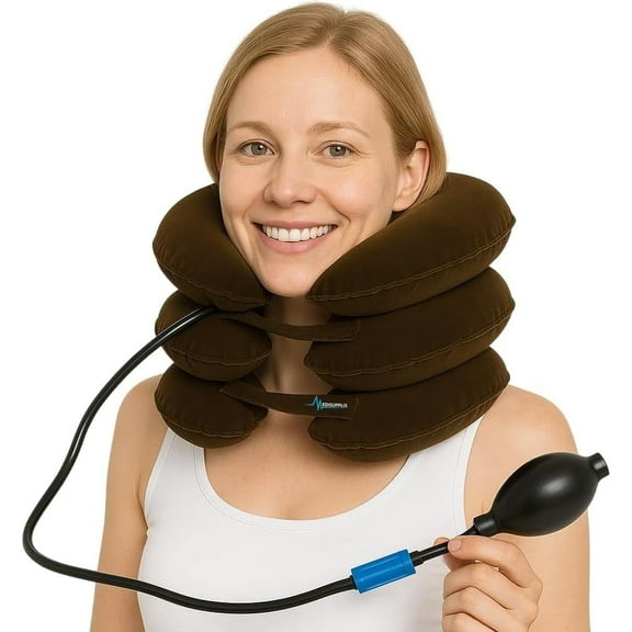 Medisupplis Inflatable Neck Stretcher for Pain Relief Cervical Traction Device, Neck Inflatable Traction Collar for Cervical Spondylosis Relief, Neck Cervical Traction Pillow for Home Use