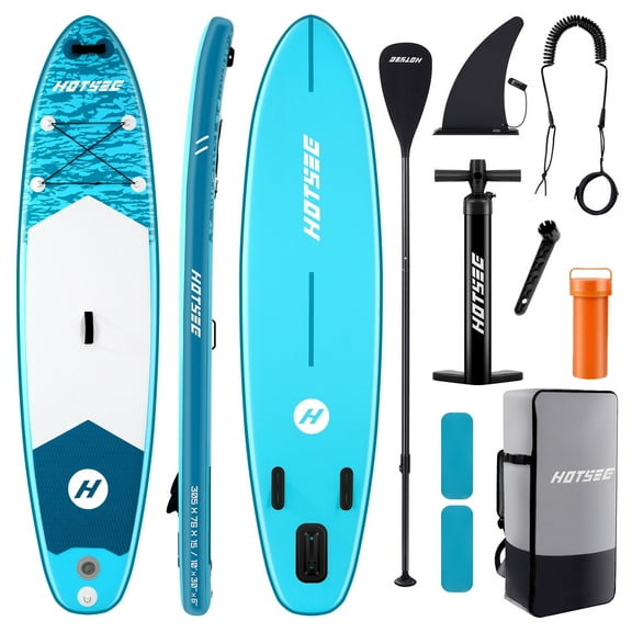 Hotsee 10' Inflatable Stand up Paddle Board 6'' Thick SUP Paddle Board with Accessories for Fishing, Non-Slip Deck, Double Action Pump