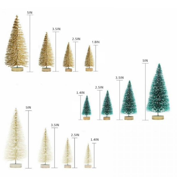 8pcs Christmas Tree Artificial Small Tiny Pine Tree With Wooden Bases For Xmas Holiday Room Tabletop Decor