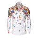 thumbnail image 1 of Camisa de hombre con estilo gráfico, novedosa, con solapa, manga larga, color blanco, azul y negro, para primavera y verano, material de calidad, talla grande, 1 of 6