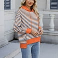 thumbnail image 6 of Fashion Pullover Hoodies for Women Trendy Plus Size Solid Color Long Sleeve Hooded Striped Pullover Casual, 6 of 8