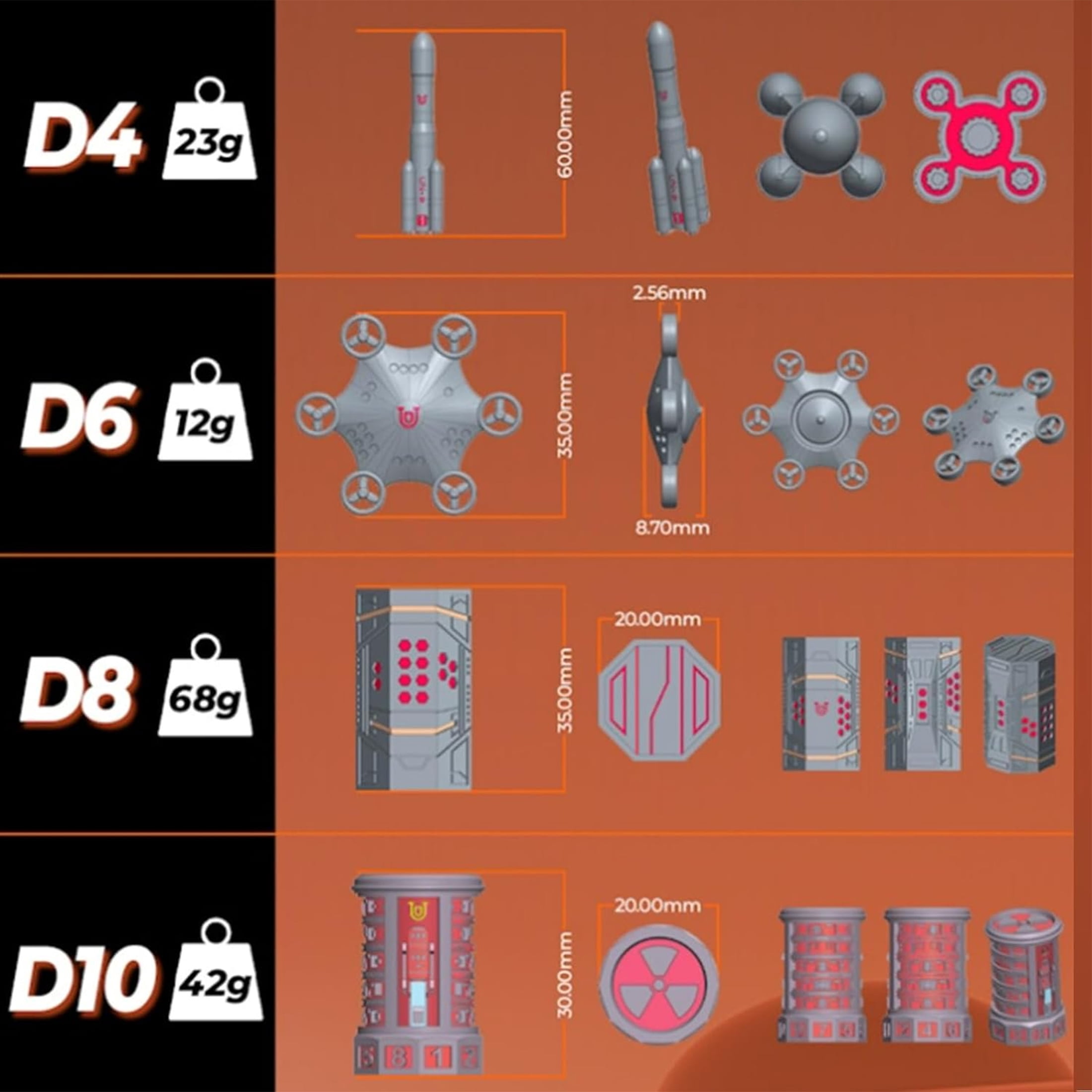 UFO DND Dice Set, Dungeons and Dragons Metal Dice,Adult