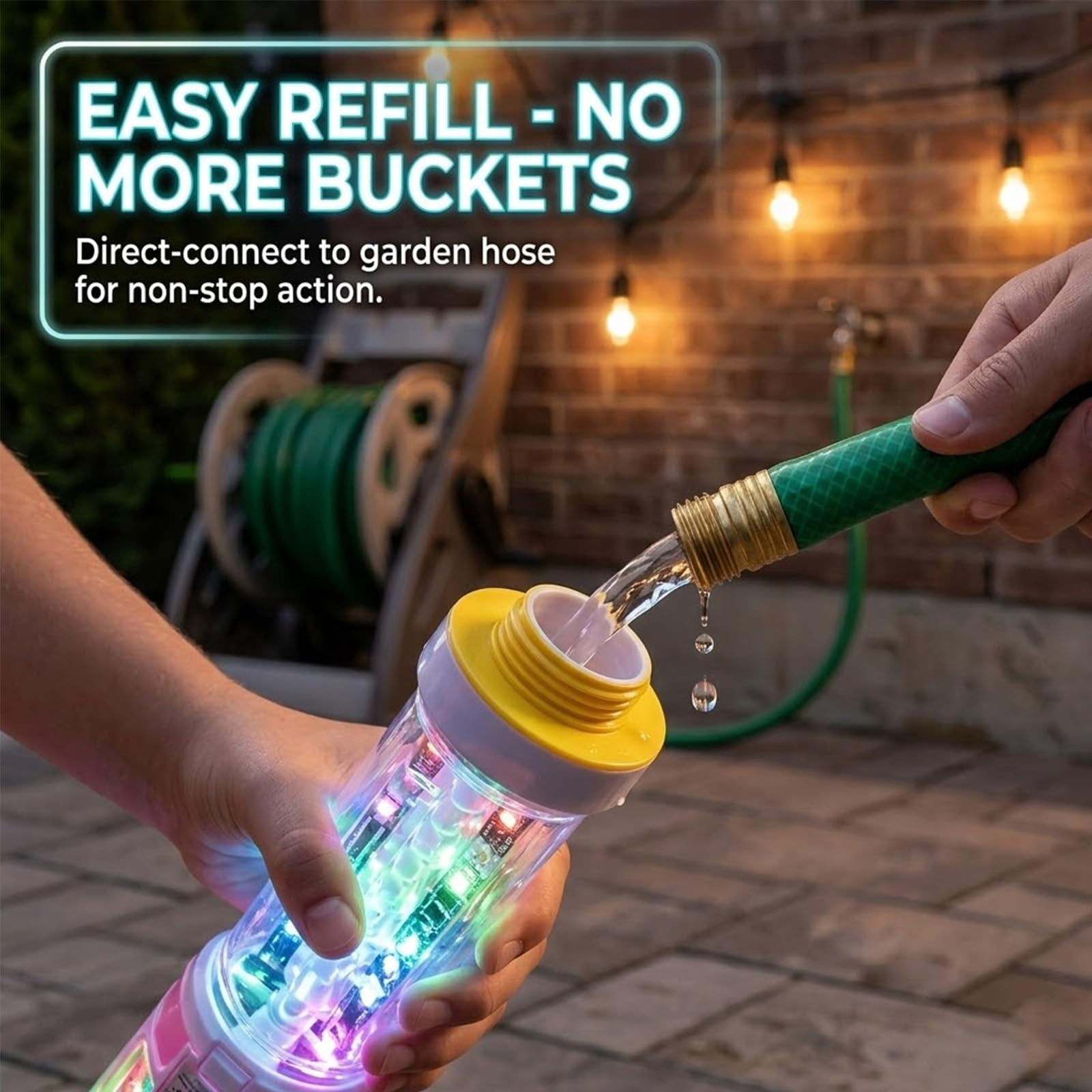 Glowing Rainbow LED Water Blaster – Magic LED Water Gun, Pull‑Out High‑Pressure Rainbow Spray for Pool Party, Backyard, Beach & Summer Outdoor Games