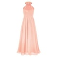 thumbnail image 3 of iiniim Kids Halter Neck Flower Girl Dress Ruched Junior Bridesmaid Wedding Party Chiffon Maxi Long Gown Pink 10, 3 of 7