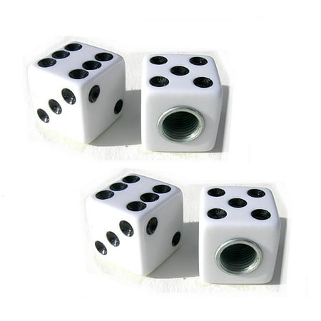 Tire Valve Stem Covers - 4x White Dice Die Car Tire Valve Stem Air Caps Tyre Covers Universal Truck/Bike