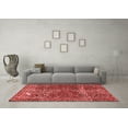 thumbnail image 3 of Ahgly Company Machine Washable Indoor Square Abstract Red Modern Area Rugs, 4' Square, 3 of 4