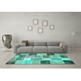 thumbnail image 3 of Ahgly Company Machine Washable Indoor Square Patchwork Turquoise Blue Transitional Area Rugs, 7' Square, 3 of 4