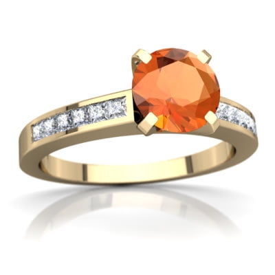 Fire Opal Channel Set Ring in 14K Yellow Gold by