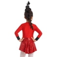 thumbnail image 2 of Alvivi Girls Long Sleeve Shiny Sequins Modern Jazz Dance Costume Gymnastics Leotard Red 4, 2 of 7