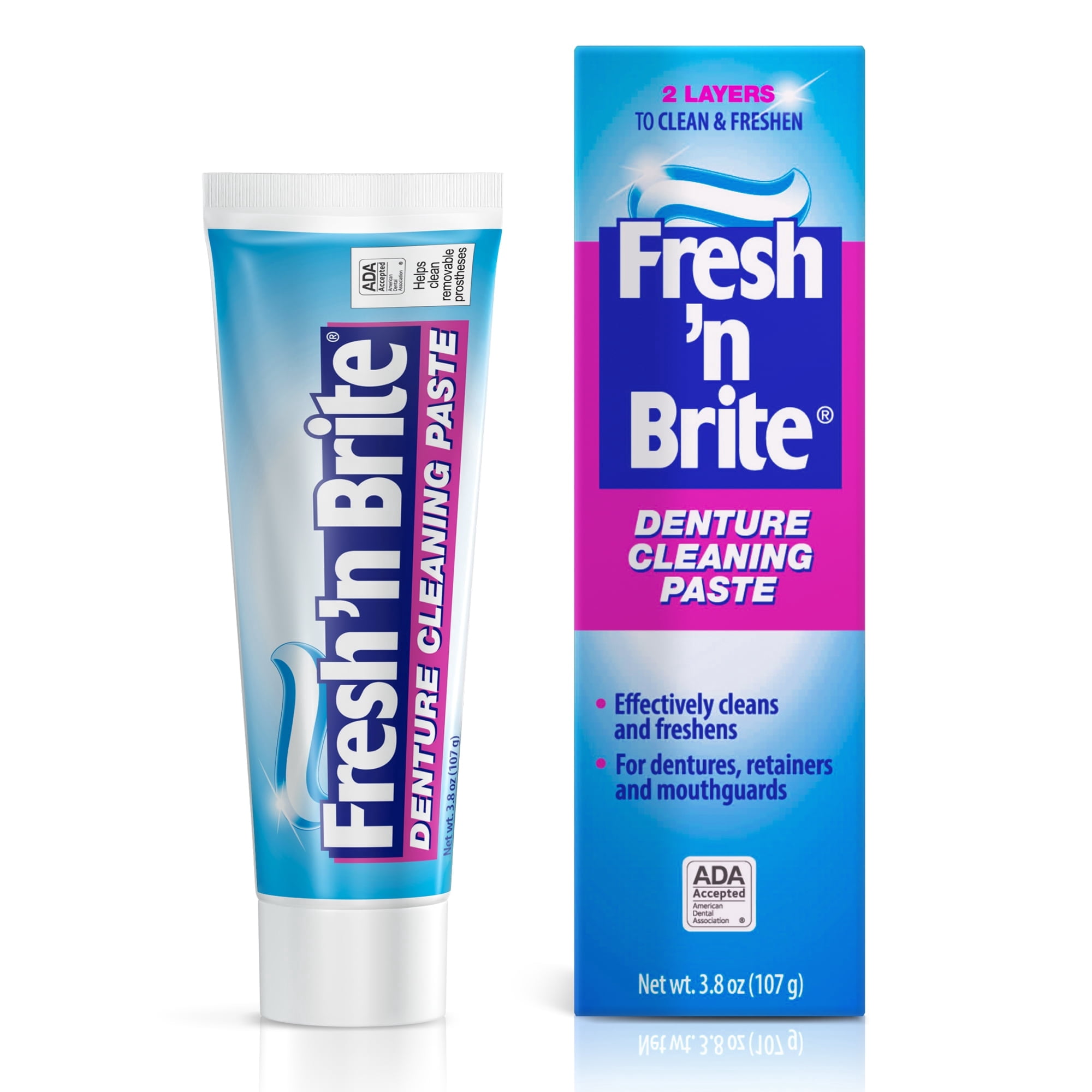 The Natural Dentist Fresh 'n Brite Denture Cleaner Paste—ADA Accepted for Fresh Breath & Gentle Care of Full & Partial Dentures, 3.8 oz, 1 Count