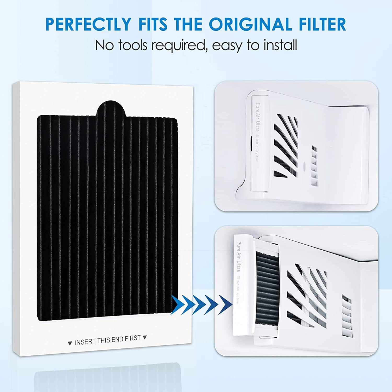 Pure Air Ultra Refrigerator Air Filter with Carbon Technology to Absorb Food Odors Compatible with Frigi-daire PAULTRA , 6.5" x 4.75",Pack of 9 PCS