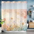 thumbnail image 6 of Spring Wildflowers No Hooks Shower Curtain with Snap-in Liner Watercolor Yellow White Dandelion Floral Gradient Yellow Shower Curtains for Bathroom, Waterproof, Easy Install, Washable 72"x78", 6 of 9